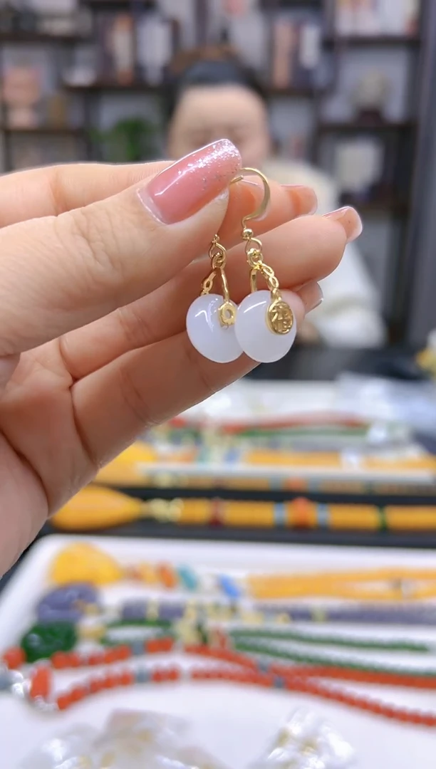 【闪购商品】和田玉（白玉）耳饰14K金镶嵌E228