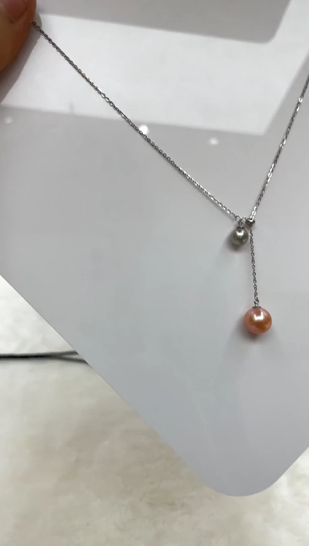 颈饰银S925镶嵌淡水珍珠9-10 6-7