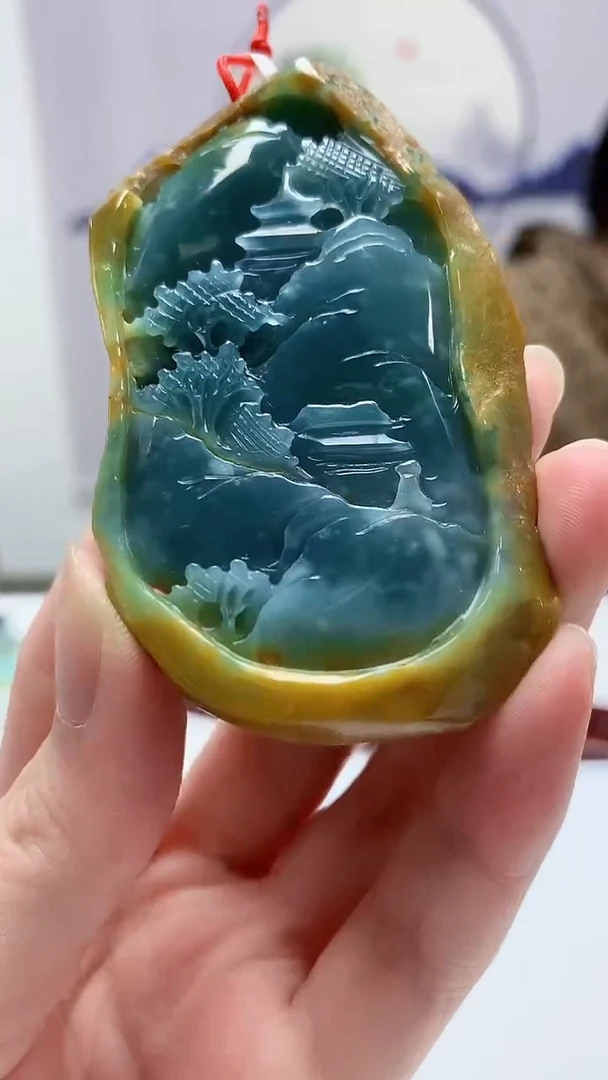 【闪购商品】定制翡翠未镶嵌4812zm-毛货挂件91山水