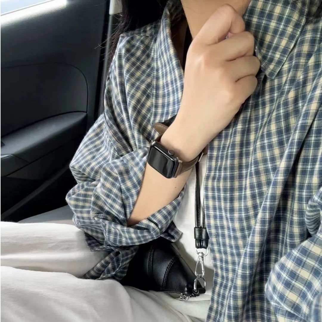 复古格子衬衫女春季新品韩版休闲简约长袖外搭通勤搭配小衫女款