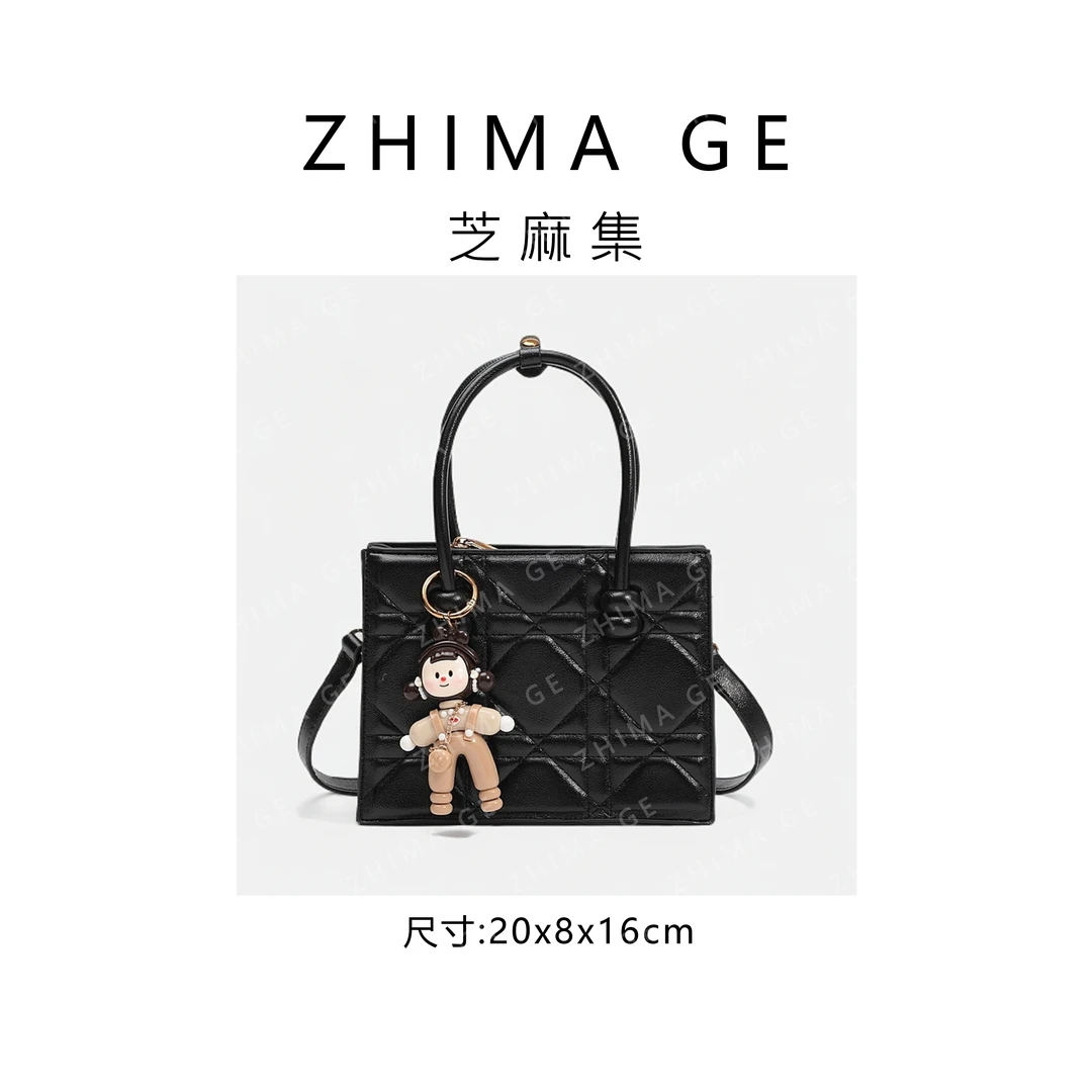 【芝麻集】SKL-7317-黑色休闲腋下百搭时尚斜跨轻奢女包