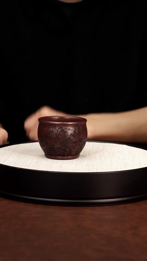 茶壶紫砂石红 溪山图主人杯