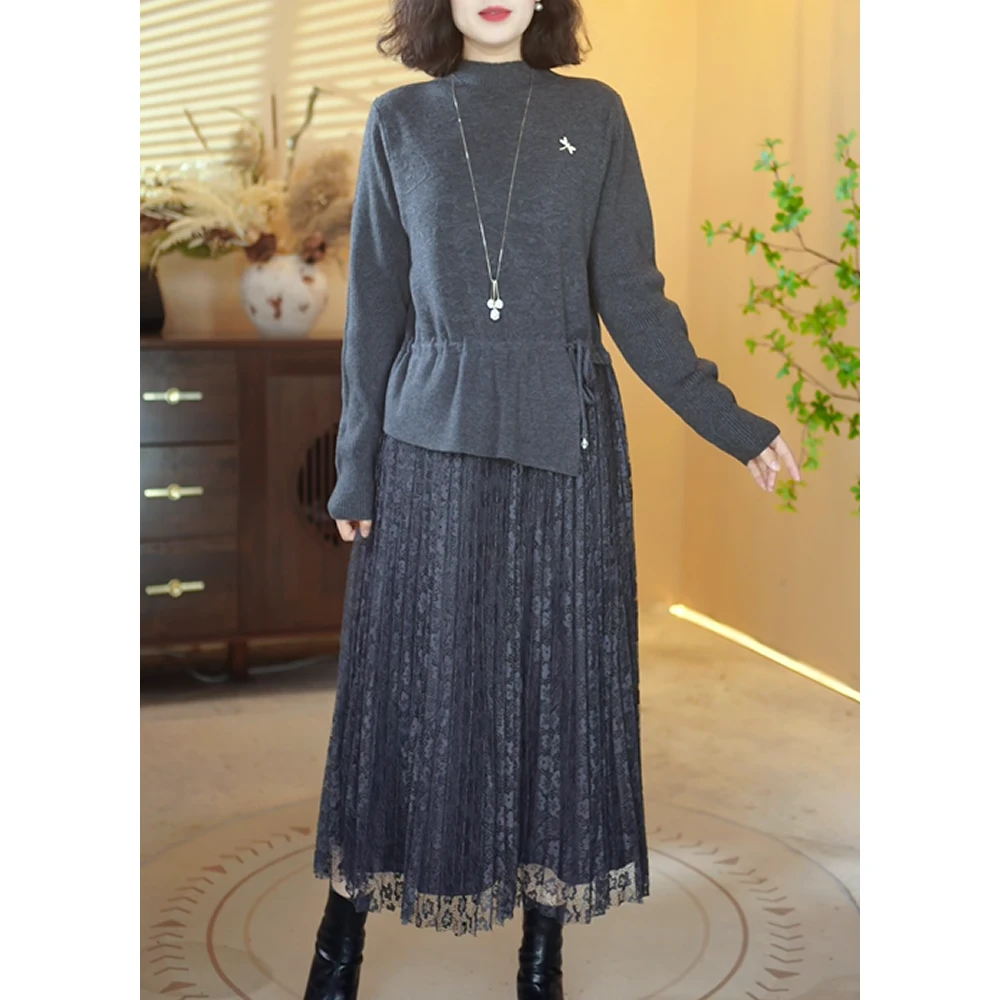 【X469】2025新款时尚百搭宽松针织显瘦连衣裙