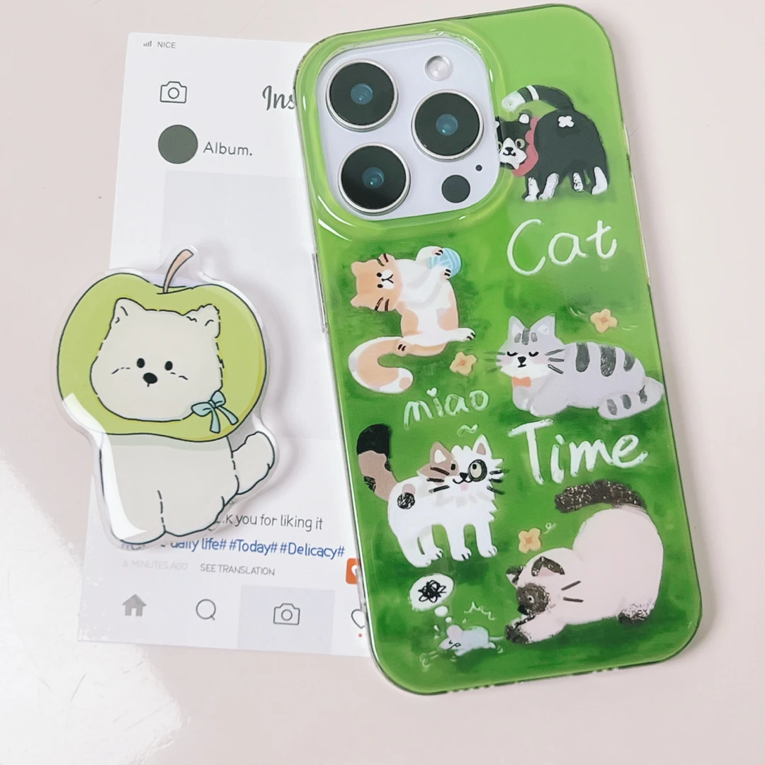 IMD手机壳草坪可爱猫咪适用苹果16iPhone15华为小米oppovivo荣耀
