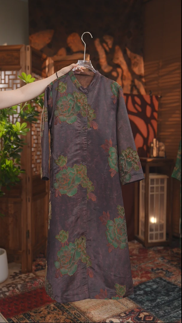 0392气质减龄女裙显瘦高贵香云纱新中式连衣裙