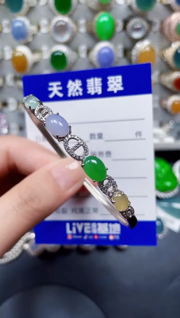 银S925镶嵌手镯翡翠226
