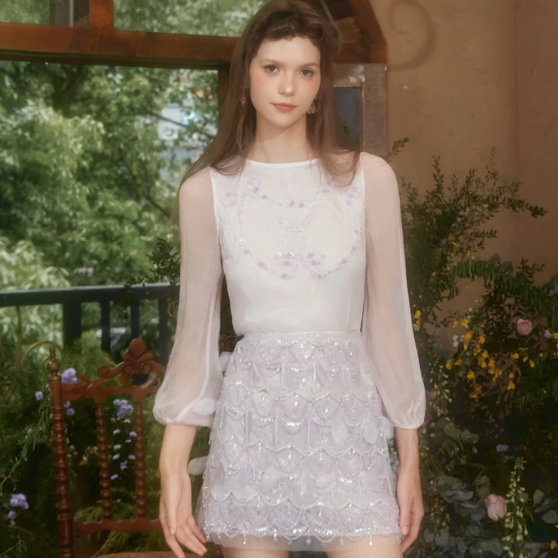 【宠粉专属】Marie Elie【紫夜精灵】重工钉珠上衣EAE12D29676