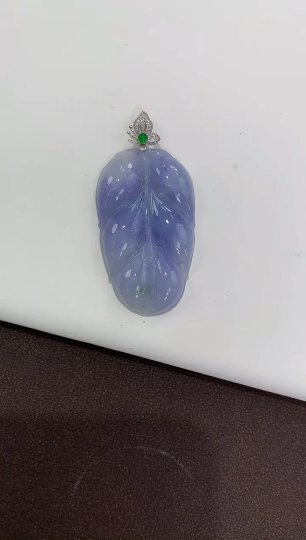 翡翠18K金镶嵌吊坠(赠链)天然缅甸a货翡翠