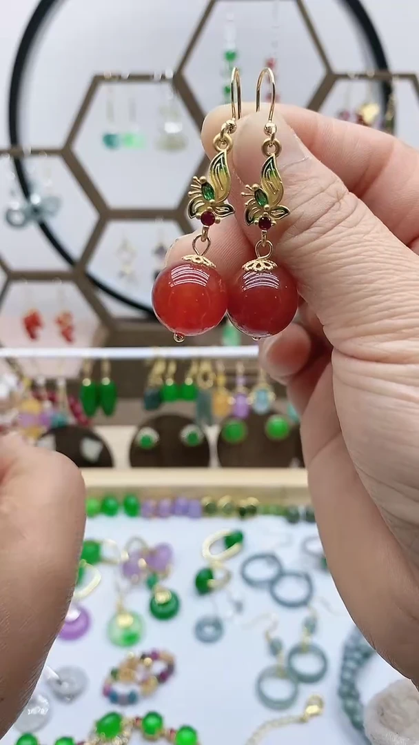 未镶嵌南红玛瑙耳饰147