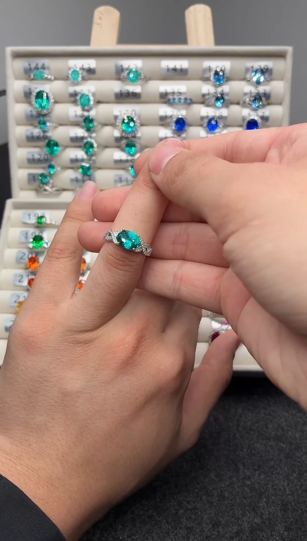 银S925镀金镶嵌戒指帕拉依巴碧玺0000