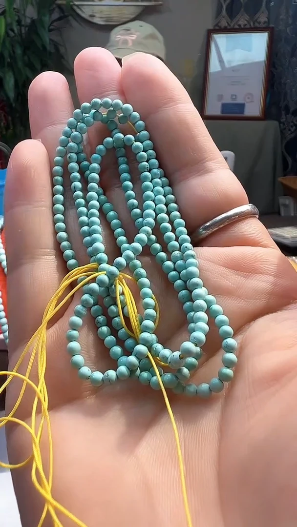 绿松石未镶嵌颈饰3+绿松石小米链