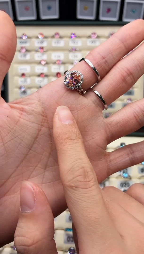 戒指彩色蓝宝石银S925镶嵌1111