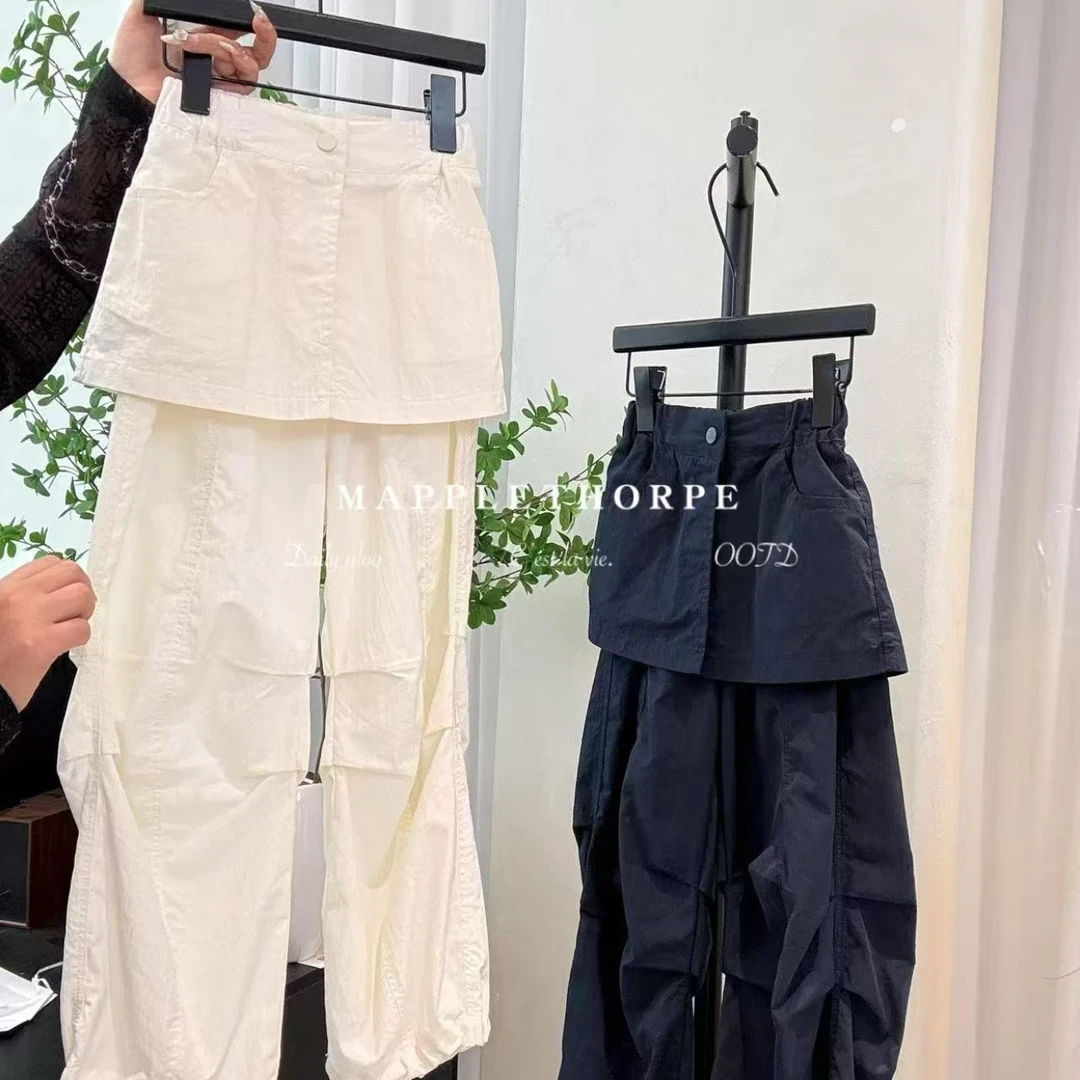 【镜头感】女童夏季工装裤新款可拆卸屁帘微喇儿童休闲裤子薄