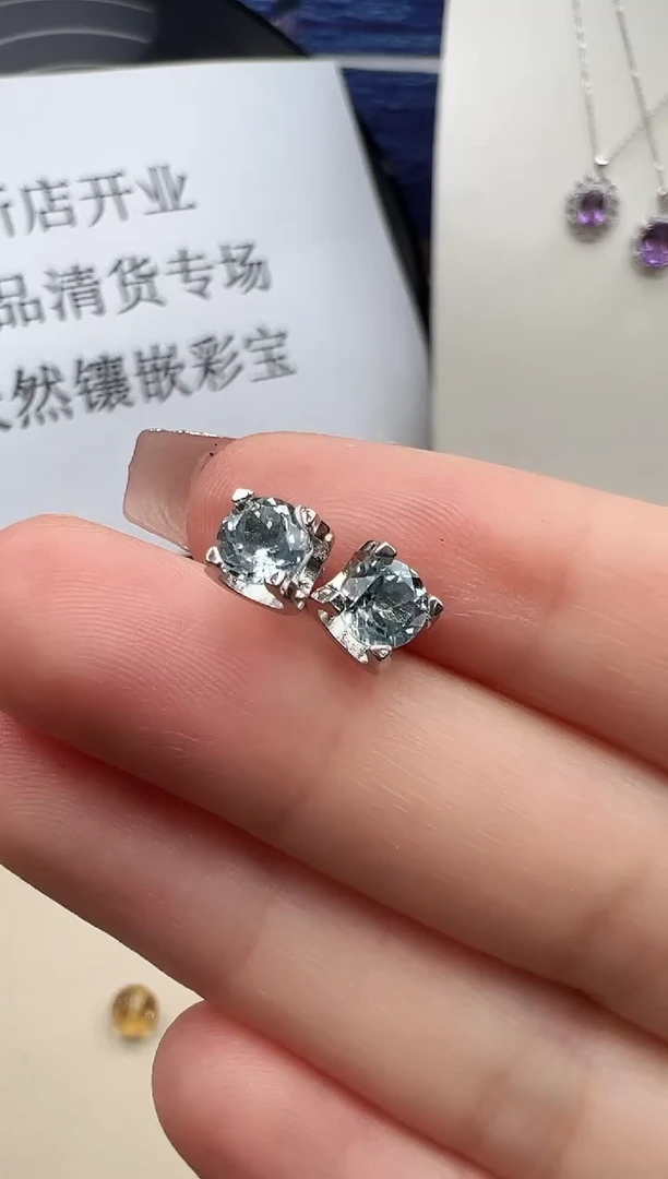 银S925镶嵌托帕石耳饰62