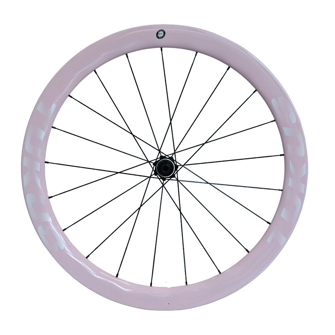 途酷斯TUKUS樱花粉白海浪轮组超碳纤维辐条版公路碟刹自行车轮