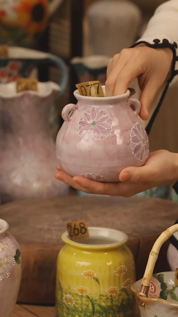 陶瓷景德镇设计师手作花器摆件侘寂风@M077@