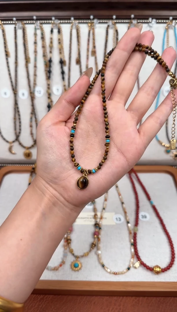 项链钛钢石英质玉AA