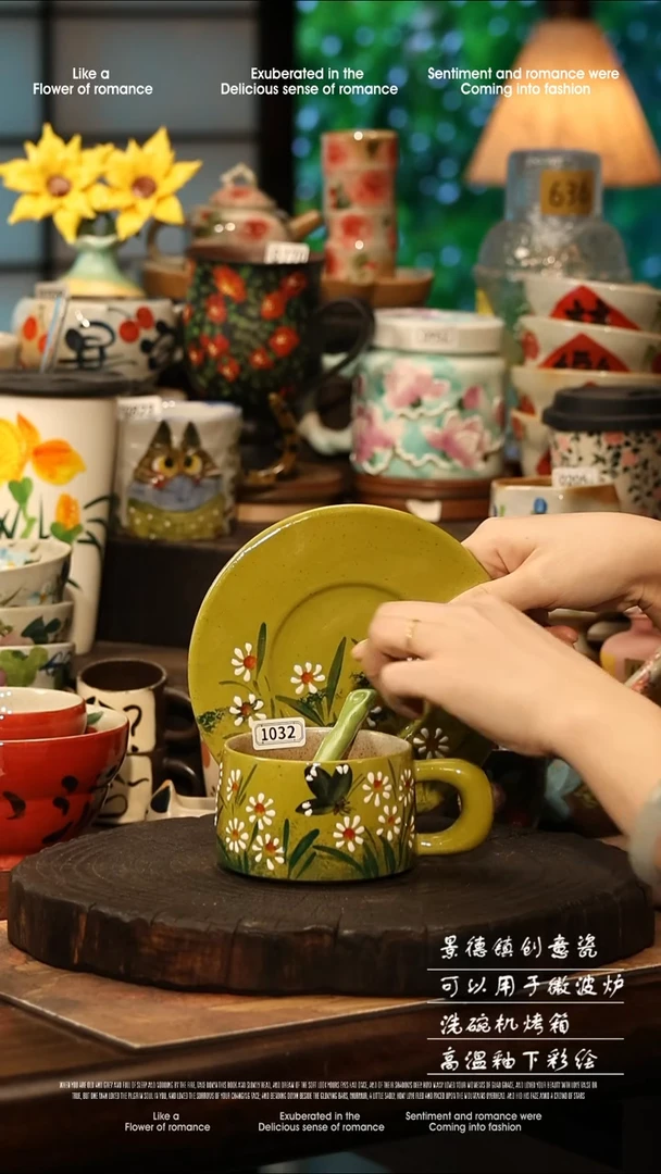 陶瓷景德镇高温釉下彩手工手绘款式@A1032@