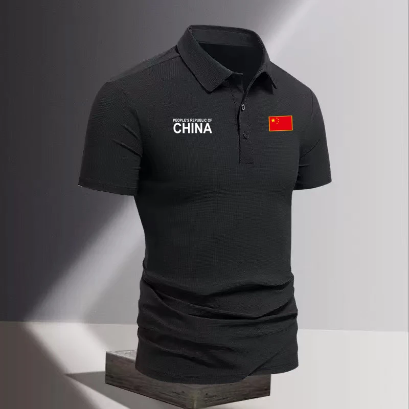 夏季冰感短袖中国队China翻领Polo衫男士休闲运动上衣透气t恤