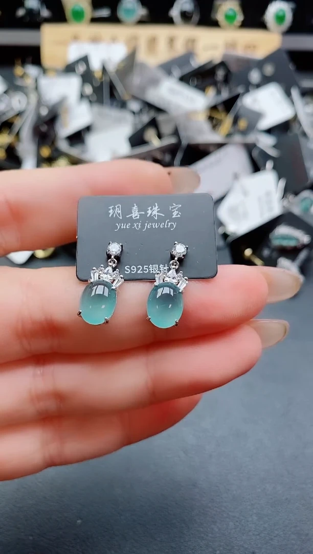 银S925镶嵌戒指翡翠1