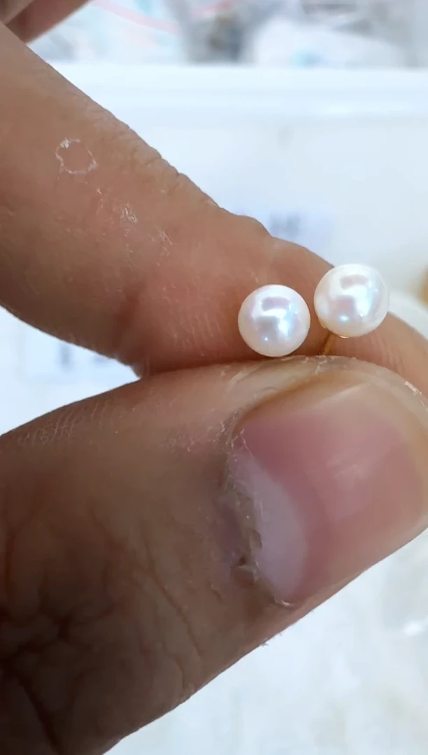 【闪购商品】海水珍珠耳饰银S925镶嵌耳钉4-5