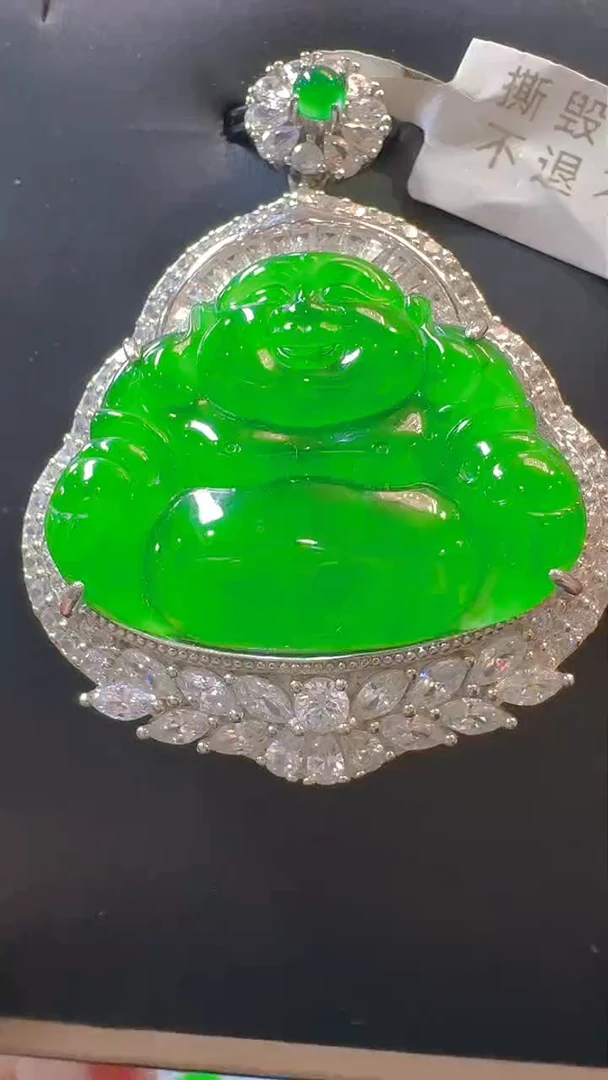 翡翠银S925镶嵌吊坠(赠链)天然A货翡翠