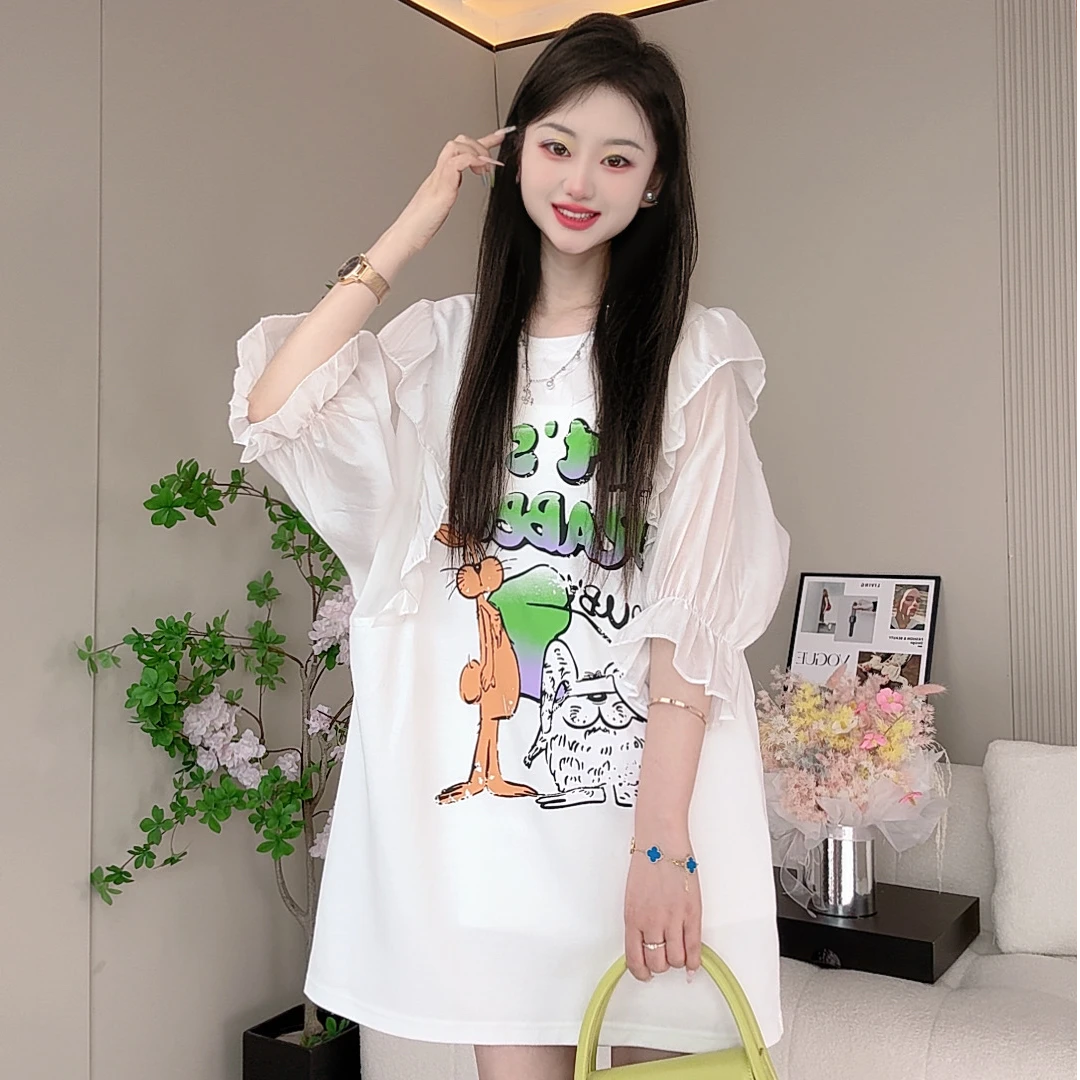 【XCZ】飞飞袖设计师款时尚小众休闲减龄宽松韩版设计感气质显瘦T恤