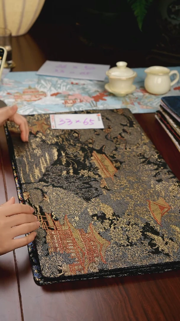 【西阵织登鹳雀楼双面】中国风干泡织锦茶席33*65