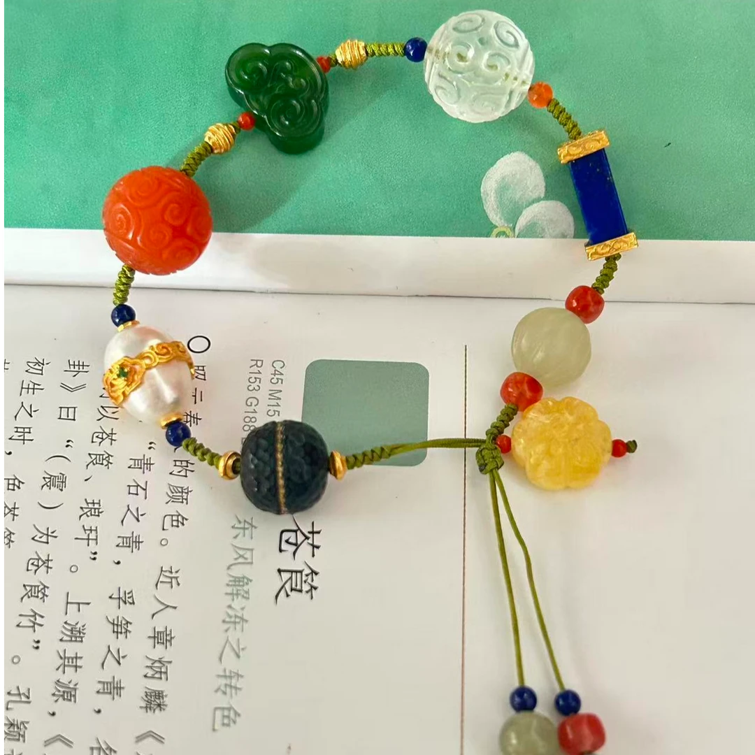 合金仿珍珠手链 结善缘fo教七宝灵韵禅心手链