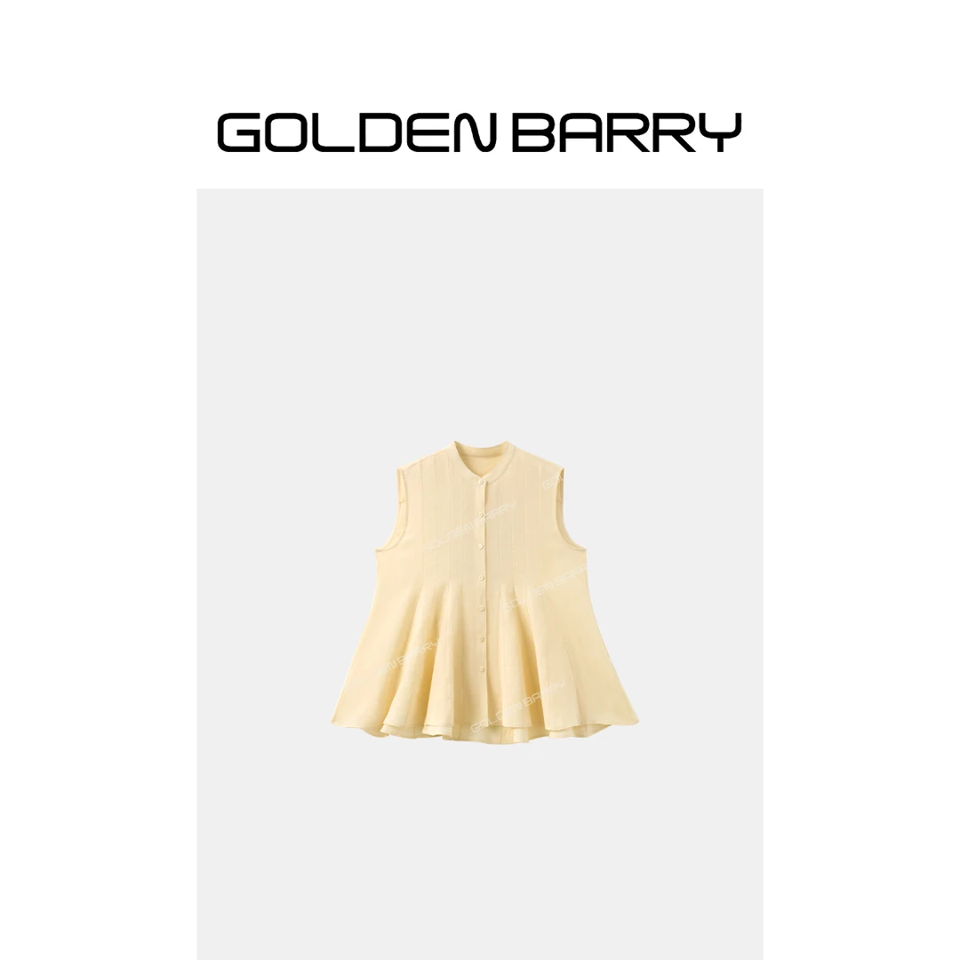 GOLDENBARRY|GB060707004亚麻压褶背心