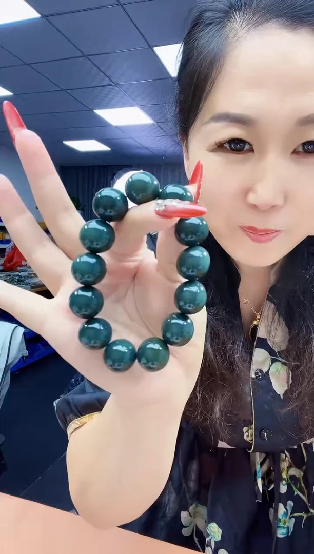 手串未镶嵌和田玉纯天然和田玉新疆且末深瓷蓝18