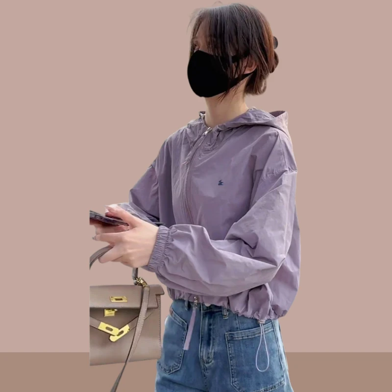 户外连帽防晒衣外套女2025新款夏季宽松百搭休闲小个子透气防晒服