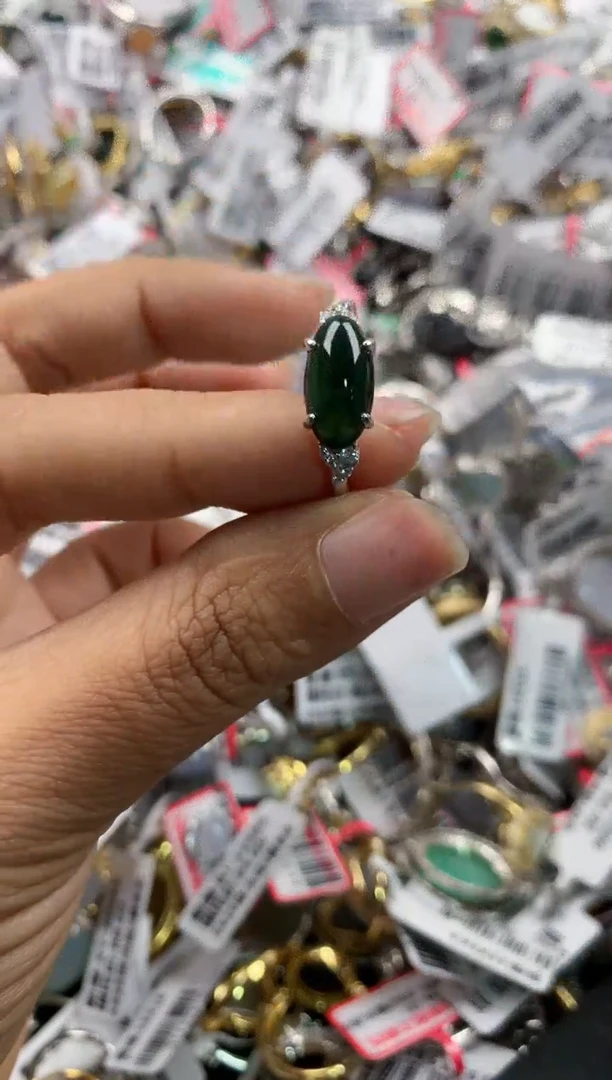 银S925镶嵌戒指翡翠13     9