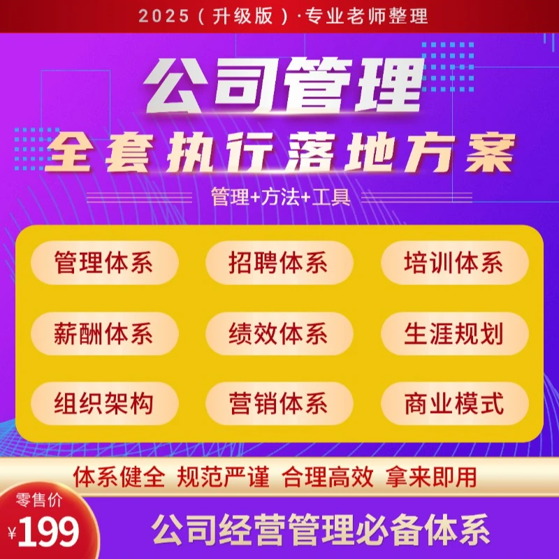 企业管理体系公司管理制度中小企业薪酬激励绩效考核工具包可编辑
