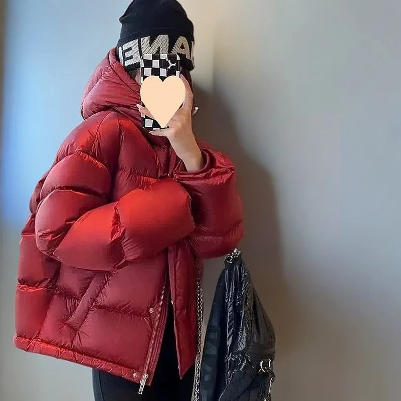 冬季新款加厚90轻柔轻奢白鸭绒羽绒服女短款保暖抗寒户外套连帽