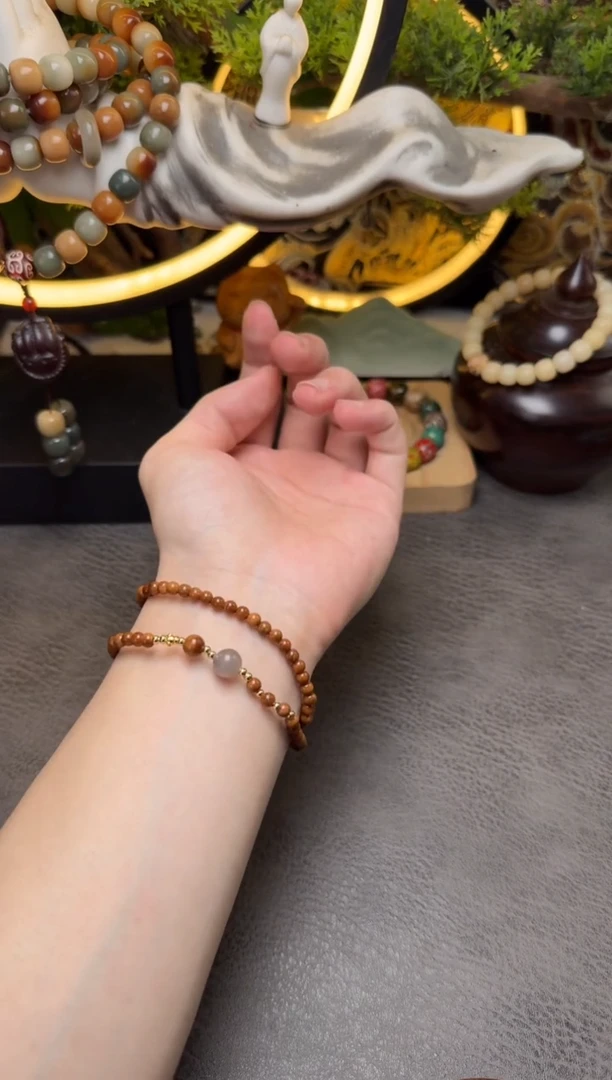 未镶嵌库克手串B248库克和田双圈圆珠