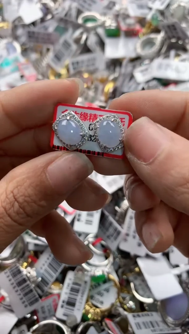 银S925镶嵌戒指翡翠10     10