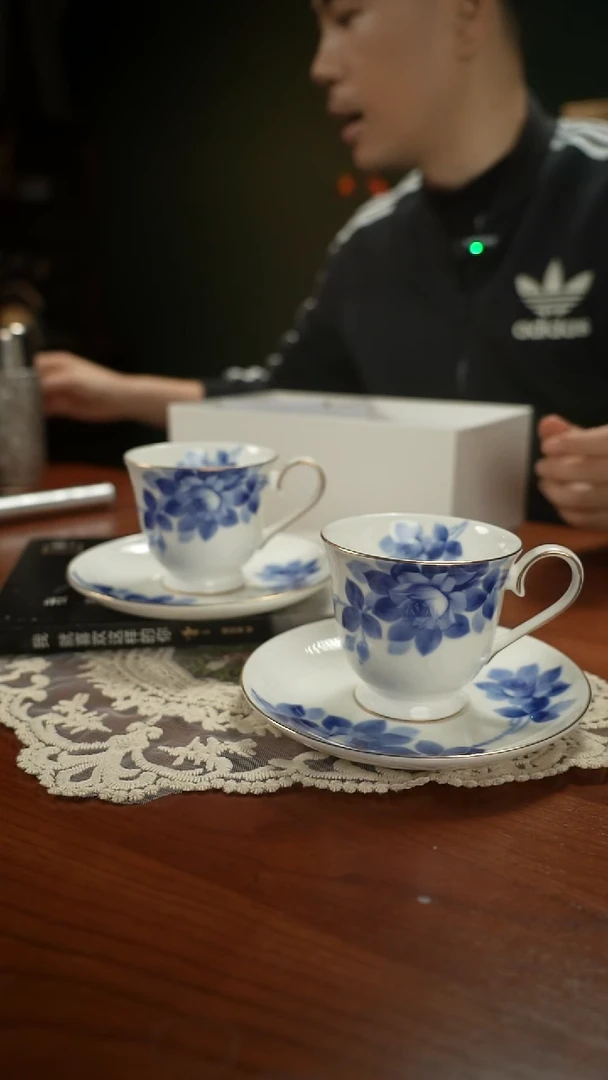 高端礼品（OAC家）蓝玫瑰系列玫瑰高脚双杯碟-TY