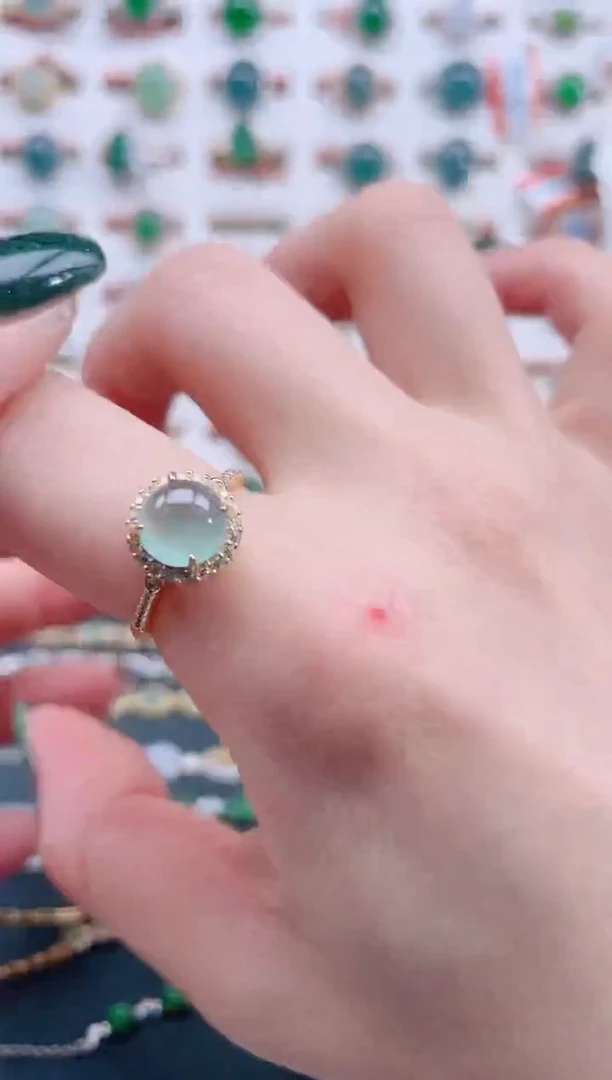 银S925镶嵌戒指翡翠天然翡翠