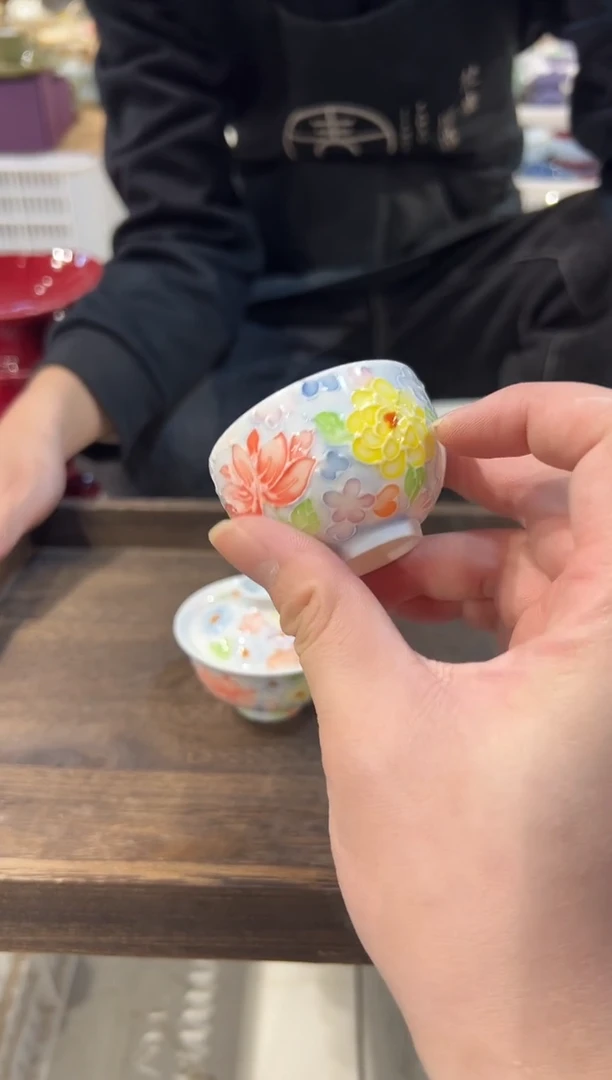 瓷片瓷手绘茶具正品 茶杯