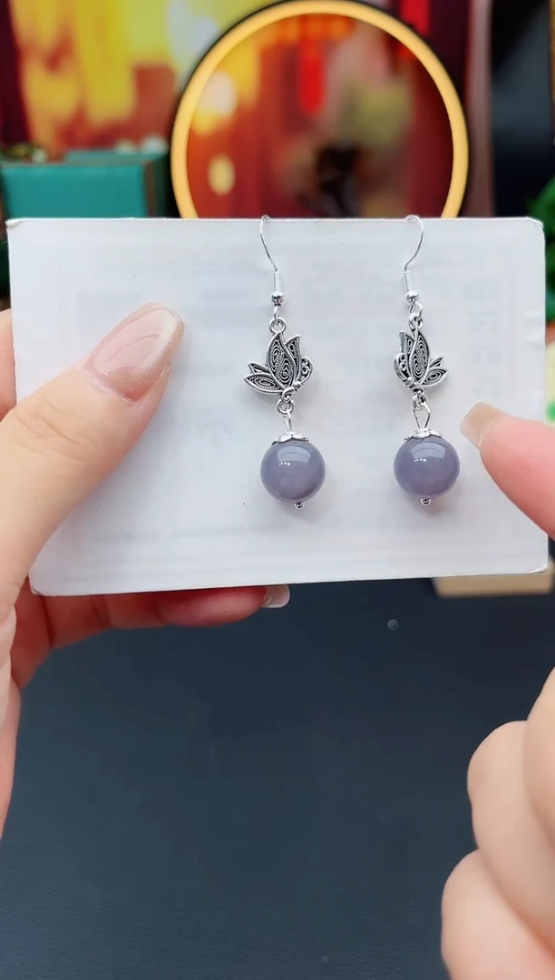 玛瑙/玉髓耳饰银S925镶嵌231000