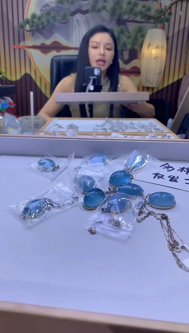 海蓝宝石颈饰银S925镶嵌多样性仅发其一8272