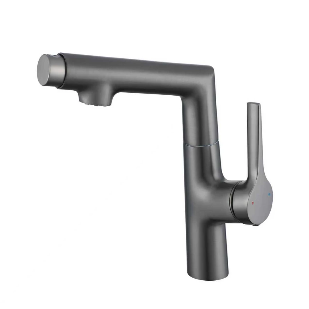 谷朗纯铜面盆龙头枪灰