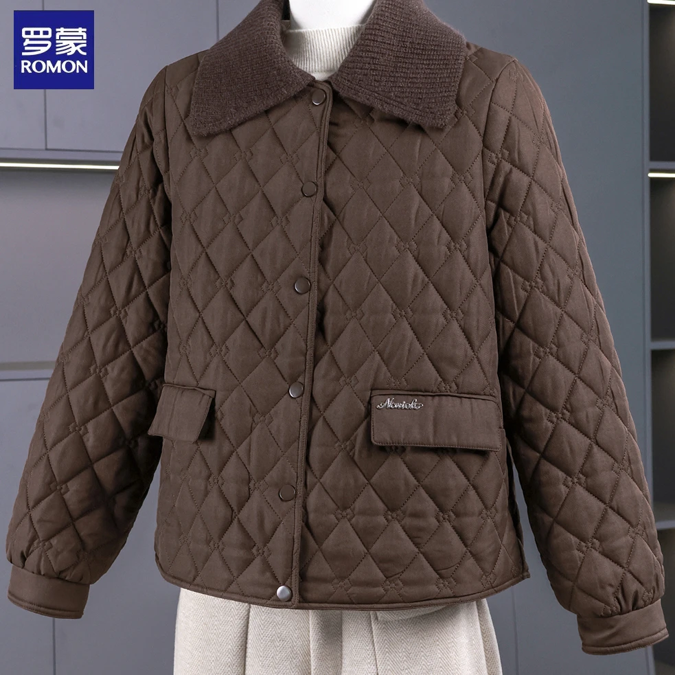 罗蒙妈妈冬装外套洋气棉衣中老年人女秋冬保暖棉服新款轻薄小棉袄