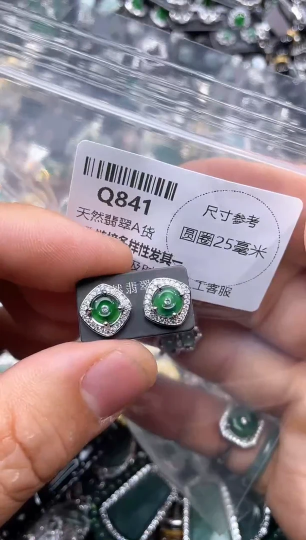 【闪购商品】翡翠颈饰未镶嵌Q841耳钉
