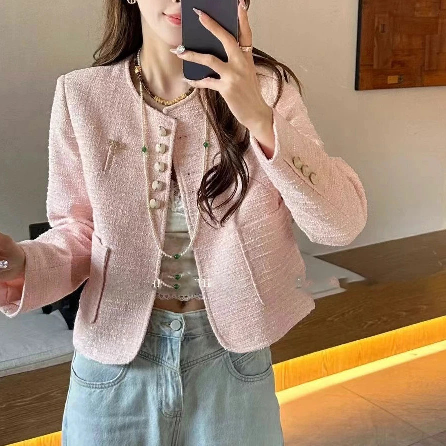 短外套小香风气质针织短款时尚百搭复古春季春秋休闲女士毛呢#0EC