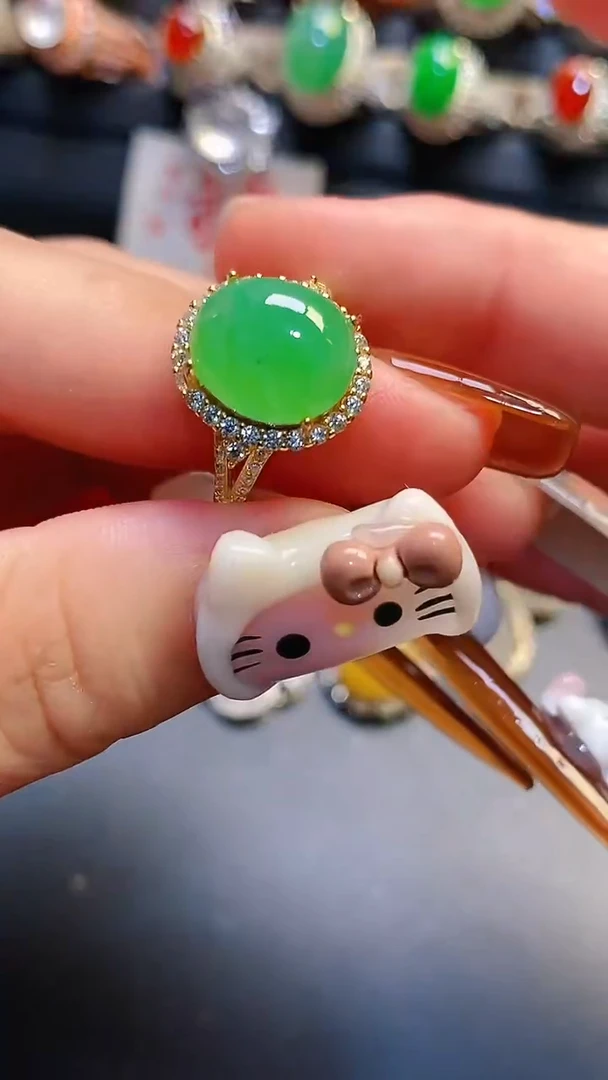 银S925镶嵌戒指翡翠天然