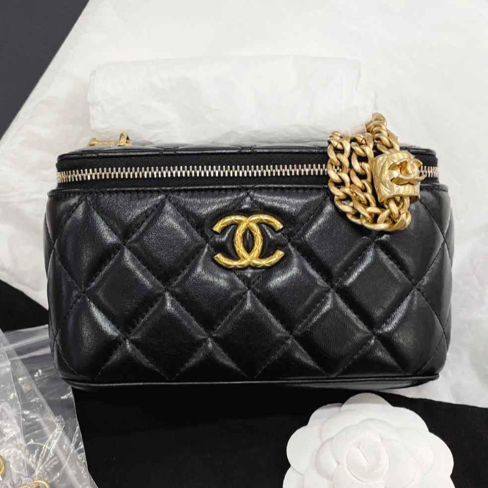99新 Chanel/香奈儿 黑金化妆盒单肩斜挎包 /7ZK40647