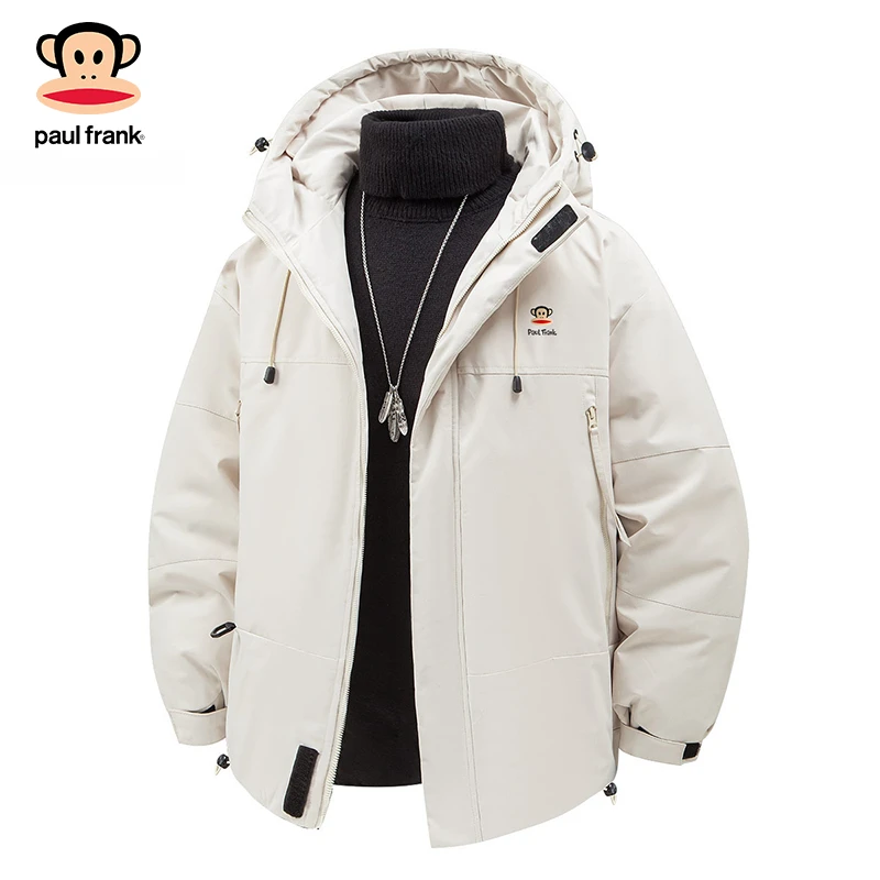 PaulFrank/大嘴猴户外连帽羽绒服2025冬季新款男士加厚款保暖外套