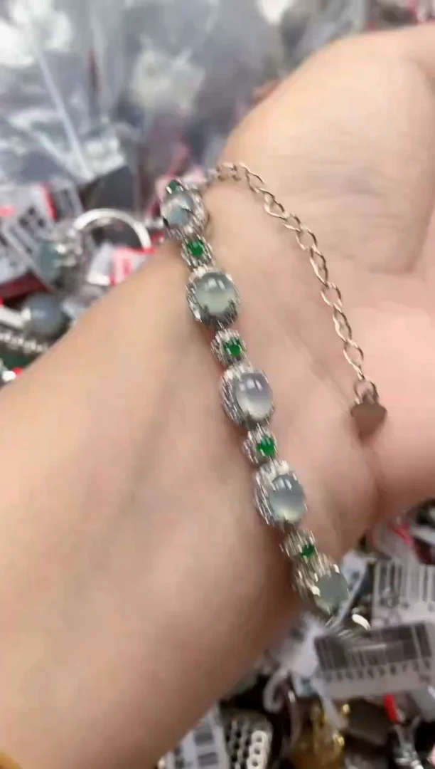银S925镶嵌戒指翡翠天然A货缅甸翡翠